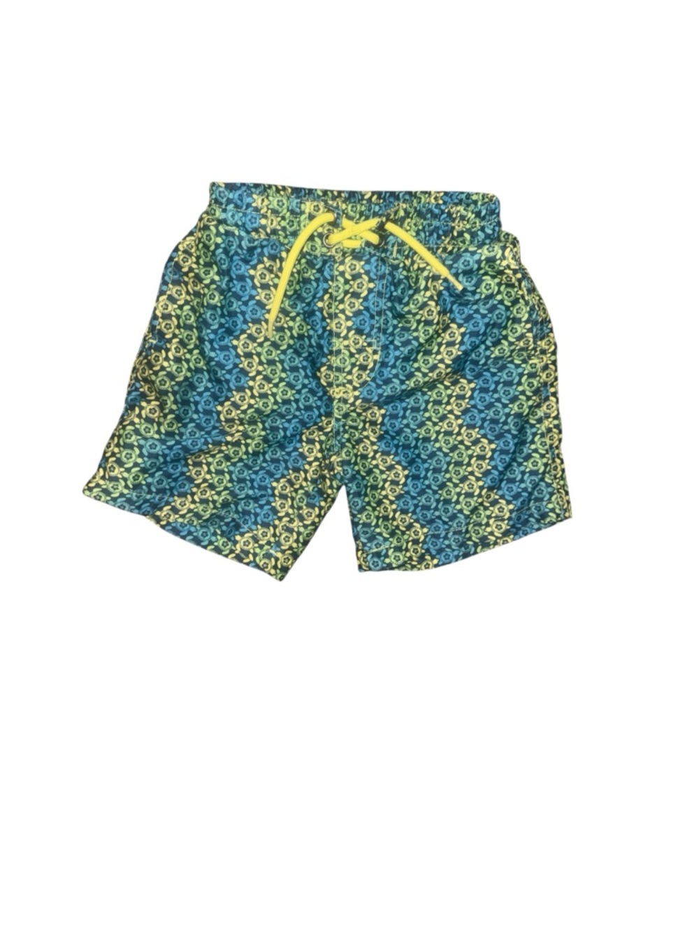 Blue & Yellow Patterned Swim Shorts Boys Size 6 Netted Swim Trunks Swimwear Suit